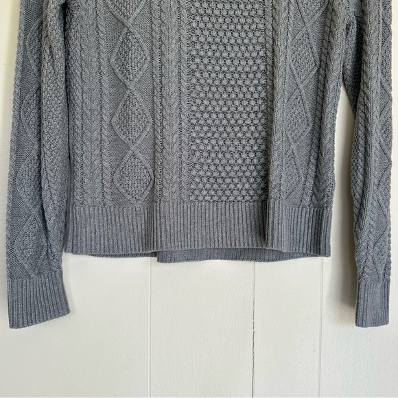 NWT J. CREW Cotton Cable Knit Crewneck Sweater Heather Boulder Gray XSmall - Picture 5 of 9
